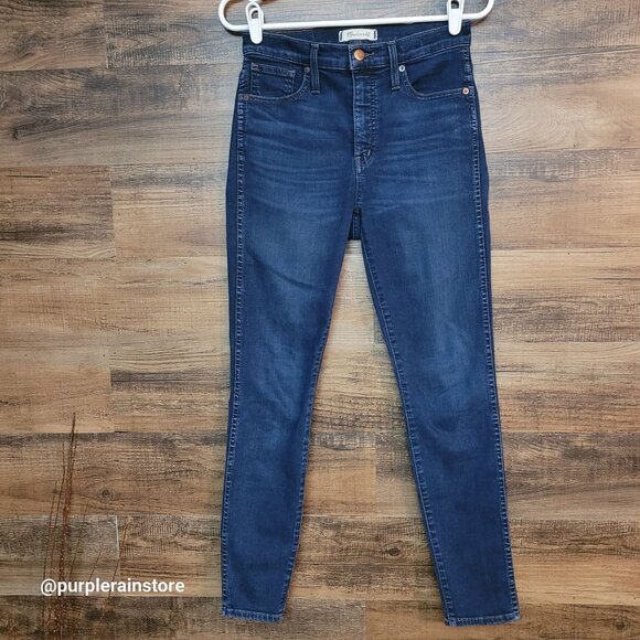 Madewell Jeans 26 Skinny 10" Hi Rise Tummy Control Stretch Dark Wash Denim - Picture 1 of 10